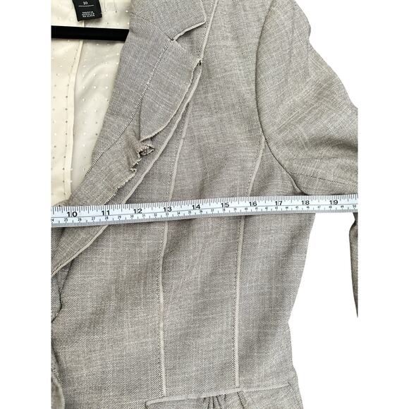 WHBM ruffled blazer jacket metallic buttons 3/4 sleeve Size 10 - Picture 8 of 9